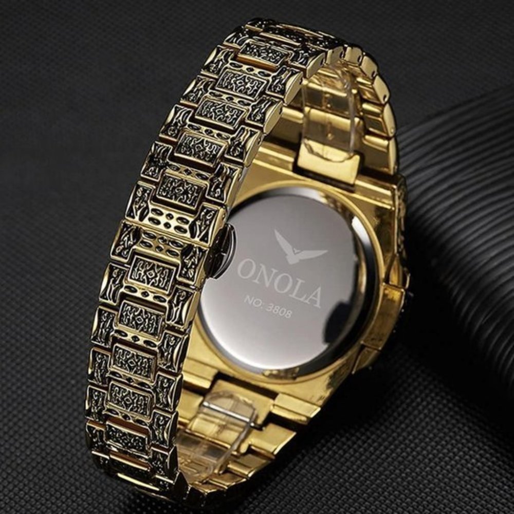 Mens Tattoo Pattern Carved Stainless Steel Waterproof Date Analog Quartz Watch‎ - Picture 8 of 9